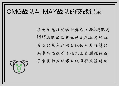 OMG战队与IMAY战队的交战记录